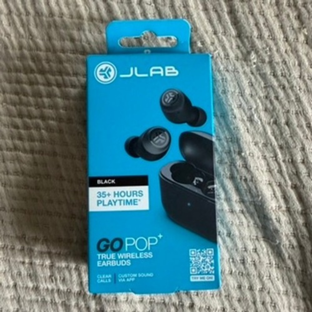 JLab Go Pop+ True Wireless Earbuds Black Bluetooth IPX4 New In Box